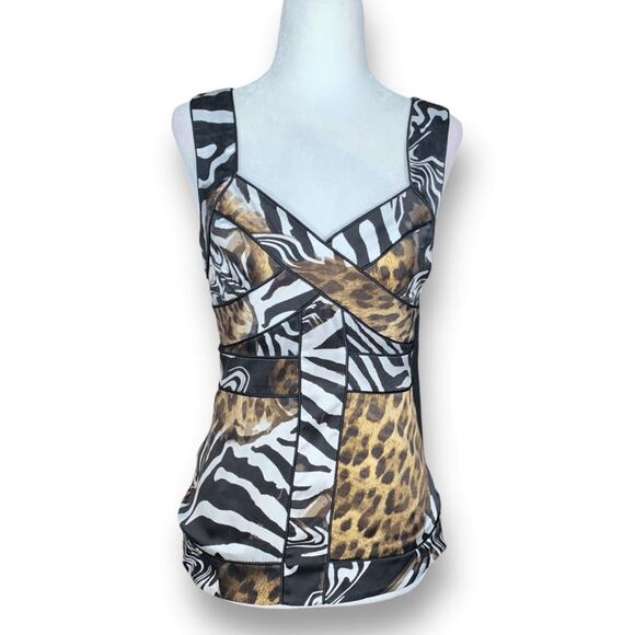 Vintage Y2K Cache Silk Animal Print Bustier Tank Top Zebra Leopard Clubwear XS - Picture 10 of 10